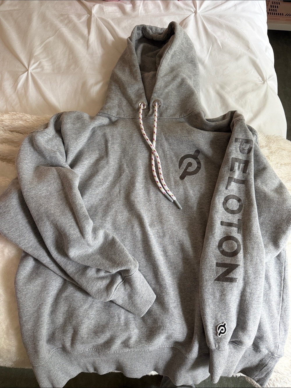 Peloton  Light Gray  Hoodie with Sleeve Logo